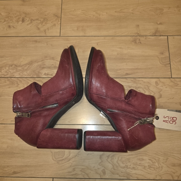 NWT AS 98 Block Chunky Heel Square toe Maroon Red Size 38 - Picture 8 of 13